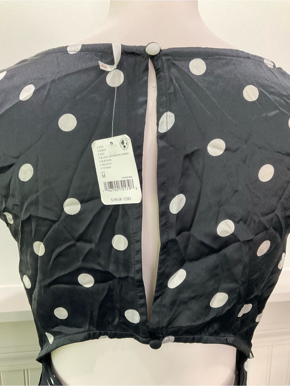 Free People Black Polka Dot Satin Lace Maxi Dress Open Back M NWT - Picture 6 of 6